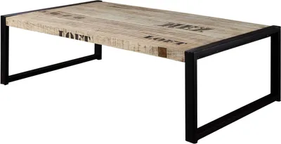 Image de MASSIVMOEBEL24 | Table basse 140x80 Manguier brut imprimé Bois naturel FACTORY #111