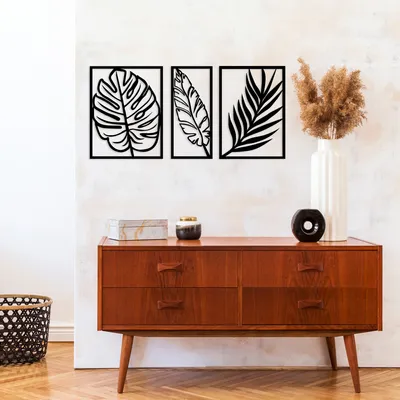 Produktbild von Wallity, Leaf- TNL1680, Schwarz, Sonstige Wohndekorationen, 80 x 38 cm, 100% Metall (Dicke: 1