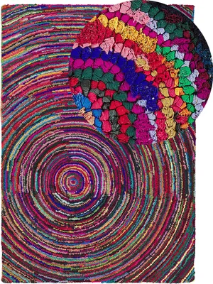 Produktbild von BELIANI Shaggy Teppich bunt Baumwolle 160 x 230 cm Hochflor Spirale Handgewebt Rechteckig