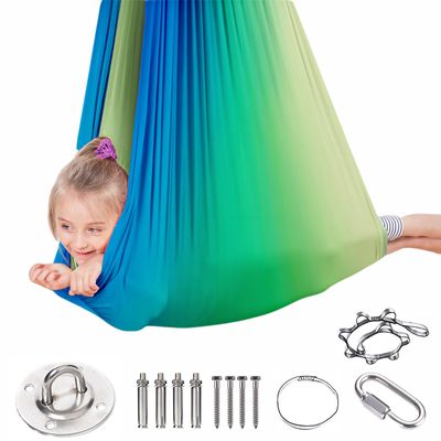 Topchances Kinder Therapie Schaukel, Indoor & Outdoor Kinder Schwingen H?ngematte, Sensorisch Therapie Schwingen Sessel für Autismus SPD ADHS Asperger Kinder Schaukelstühle-150x280cm,Bunt 01