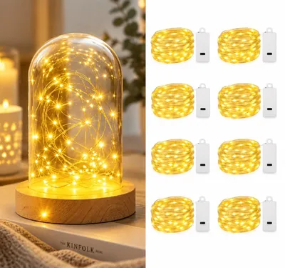 8er Set LED Lichterketten 2 m 20 LED warmweiß Innen