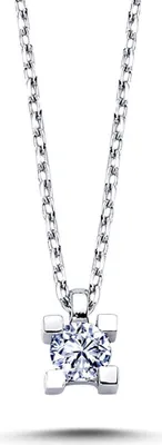 Produktbild von 0,11 Carat Diamant Solitär Anhänger Kette 14 Karat Weißgold