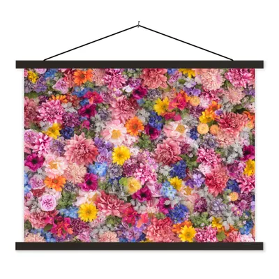 Produktbild von MuchoWow® Textilposter Blumen - Farben - Collage 120x90 cm mit schwarzem Rahmen - Aufhänger für Poster