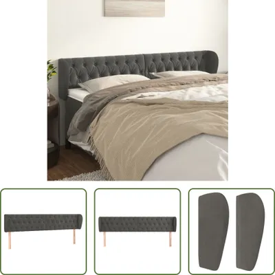 Produktbild von The Living Store Kopfteil mit Ohren Dunkelgrau 203x23x78/88 cm Samt