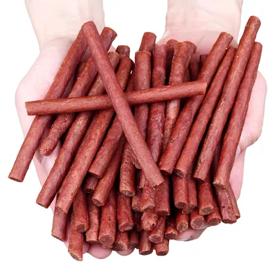 Productafbeelding van Hondensnoepjes, zachte snacks, rundvleessticks, Woof&Miau, 500g