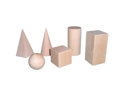 Produktbild von Geometrische Körper - Raumkörpersatz aus Holz 6 Teile