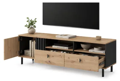 Produktbild von Kalese - TV-Schrank, 165x40x49h cm Eiche Braun, 2 Schubladen