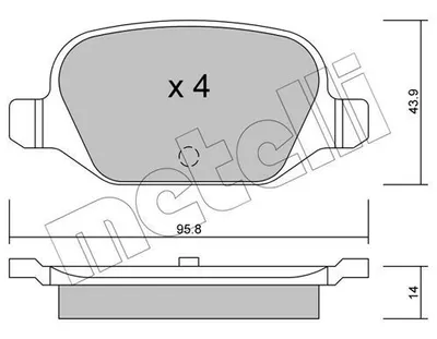 Produktbild von METELLI 22-0324-0 Bremsbeläge Satz Hinten Bremsklötze für FIAT PANDA (169) 500 (312) 500 C (312) PUNTO (188) Panda Schrägheck (312, 319)