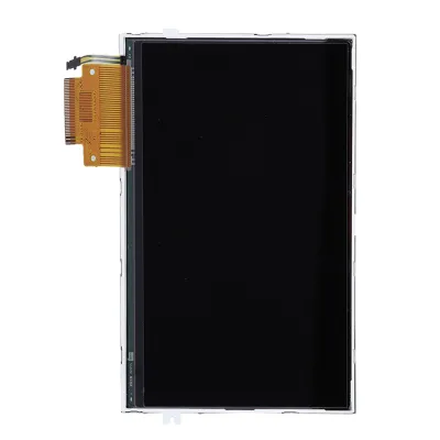 A close-up studio shot of a PSP 2000 LCD screen with its ribbon cable attached, against a white background.