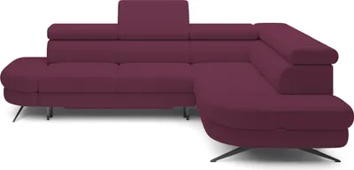 Image de CANAPE OTIS en L, fonction sommeil, appuie-têtes réglables, en tissu AURORA, coussins de dossier amovibles, indépendant, DROITE 218x276x97 cm Purple