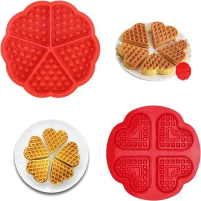 Produktbild von Rotwaffel-Formen-Set für Airfrittiergerät - Herzförmige Backformen - Vielseitige Kuchen- und Waffelstampfen - Kreative Küchengeräte