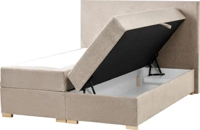 Obrázok produktu pre BELIANI Kontinentálna posteľ boxspring s úložným priestorom svetlo béžová látka 140 x 200 cm moderná spálňa