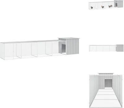 Zdjęcie produktu dla vidaXL Klatka dla kurcząt szara 500x91x100 cm stal ocynkowana - Pomieszczenia i wybiegi dla małych zwierząt