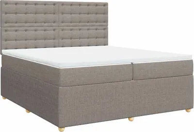 Zdjęcie produktu dla vidaXL Łóżko sprężynowe z materacem Taupe 200x200 cm tkanina