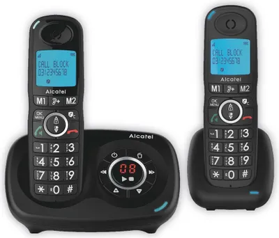 Obrázek produktu pro Alcatel XL595B Voice Duo - Bezdrátový telefon - Záznamník s identifikací volajícího - funkce třícestného volání - černý + přídavné sluchátko