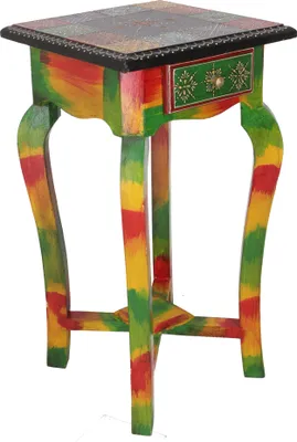 Produktbild von Bemalter Kleiner Beistelltisch, Telefontisch mit Schubfach - Modell 97, Mehrfarbig, Holz, 55*30*30 cm, Kaffeetische & Bodentische