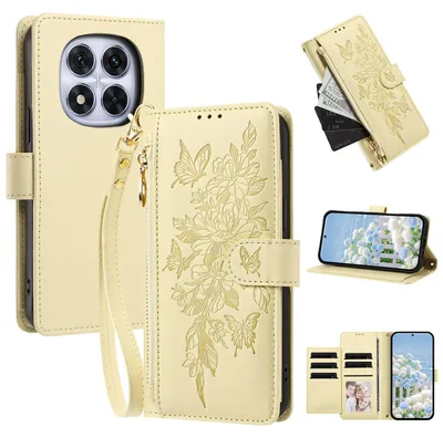 Image de Étui pour Xiaomi Poco X7/Redmi Note 14 Pro 5G/14 Pro+ 5G, étui en cuirPolyuréthanede type portefeuille avec compartiments, support pour cartes et dragonne, couleur jaune
