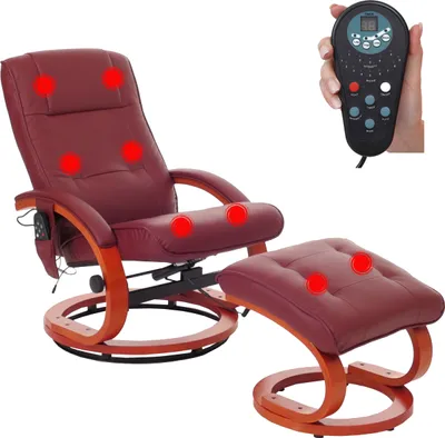 Produktbild von Massage-Fernsehsessel Pescatori II, Relaxsessel Massagesessel, Massagefunktion bordeaux