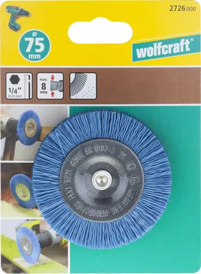 Produktbild von wolfcraft 1 Nylon-Scheibenbürste S=6mm,blau,ø75mm