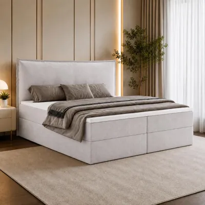 Produktbild von Boxspringbett ARENO 140x200 cm Komplett-Set mit Bettkasten, Bonell-Matratze H3 und Topper - Grau