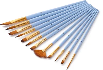 Obrázok produktu pre 12 kusov Fine Detail Brush Set Double Colour Taklon Hair Brush for Miniature Acrylic Oil Watercolour Painting Beginner Student Artist Drawing Kits