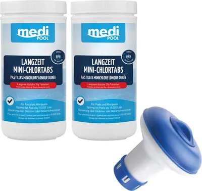 Produktbild von mediPOOL Langzeit MiniChlorTabs 20g, 2x 1 kg und Minidosierer