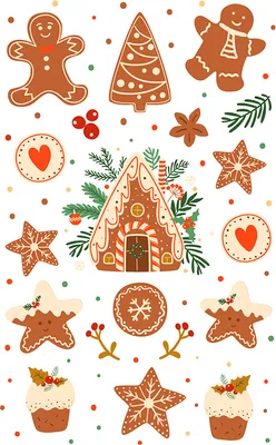 Produktbild von Weihnachten Sticker Aufkleber 2 Bogen Weihnachts-Sticker Lebkuchen