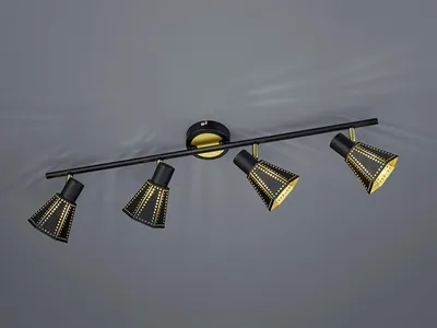 Produktbild von Deckenstrahler Vintage Lampe schwarz golden, 4 flammig