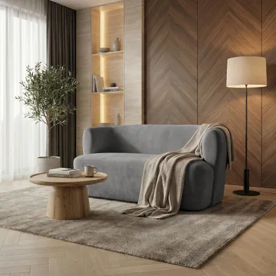Produktbild von BEAUTYSOFA | 2-Sitzer Sofa NORI Velours Grau – Couch 2-Sitzer Polstersofa mit Armlehnen, Couch modern, Wohnzimmer Sofa, Loungesofa