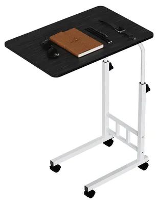 Image de Table d'appoint de forme en C, réglable en hauteur, pour canapé - Table pour ordinateur portable à utiliser au lit - Métal - Noir