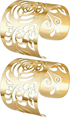 Produktbild von 2 Stück verstellbares Armband mit breiter Öffnung, individuelles ausgehöhltes Armmanschettenarmband aus poliertem Metall im Retro-Stil für Cosplay-Performances