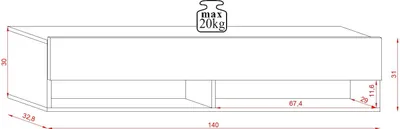 Image de Meuble TV à suspendre DERBY 140 coloris chêne 140x32,8x31 cm