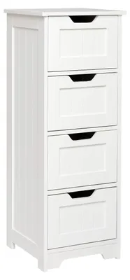 Obrázok produktu pre Úzka kúpeľňová komoda s 4 zásuvkami - Biela 30x30x82 cm