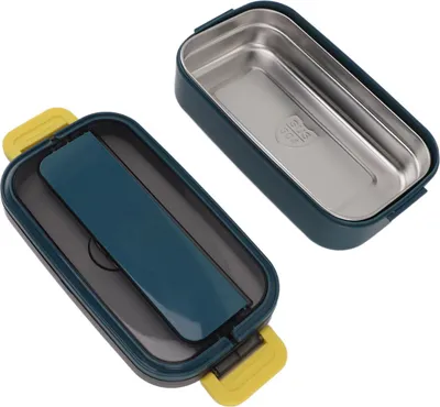 Image de boîte à bento en acier inoxydable 304 Boîte à bento pour adultes Boîte à bento portable pour étudiants et employés de bureau Turquoise