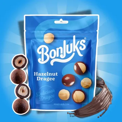 Produktbild von Bonjuks Haselnuss Dragées 60 g – Geröstete Haselnüsse mit Milchschokoladenüberzug