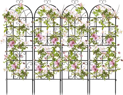 Image de Lot de 4 treillis de jardin en métal, 180 x 50 cm, noir
