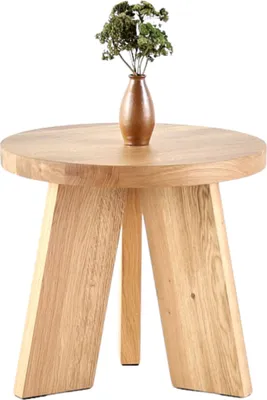 Obrázok produktu pre Konzolový stolík z masívneho dubového dreva, kruhový, v prírodnej úprave, rozmery: 50 x 50 x 45 cm