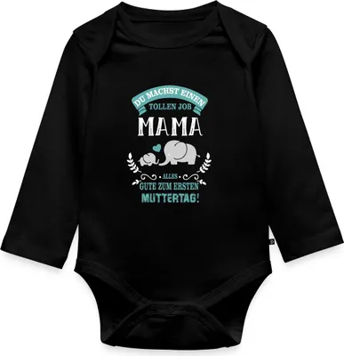 Produktbild von Spreadshirt Erster Muttertag Du Machst Einen Tollen Job Mama Tages Baby Body Langarm, 74 (6-9 M.), Schwarz