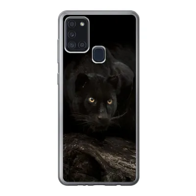 Produktbild von MuchoWow® Handyhülle Schutzhülle Hülle für Samsung Galaxy A21s Panther - Wald - Augen Silikon Softcase Handy Hülle - Hartschale