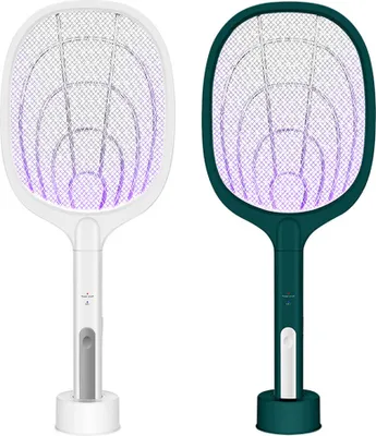 Imagen del producto de Matamosquitos portátil 2 en 1, control de plagas, raqueta eléctrica para insectos de 3000V, atrapamosquitos con luz de seguridad, para uso interior y exterior - Verde