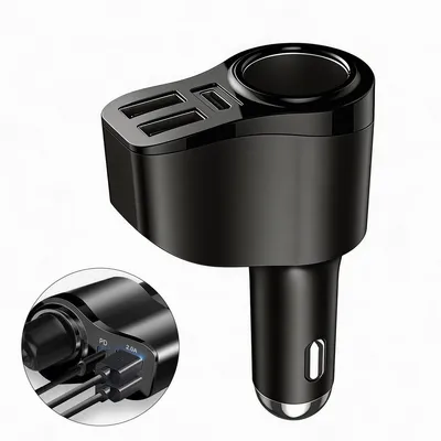 Produktbild von Auto USB C Ladegerät PD 3.0 36W Schnellladen, 4-fach Zigarettenanzünder Splitter, 12V–24V kompatibel, USB-A & USB-C Adapter
