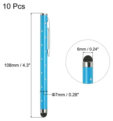 Produktbild von 10Stk Glitzer Strass Stylus Stifte fš¹r Touchscreens Universal Metall Kapazitiver Stift fš¹r Handy Alle Kapazitiven Touchscreen Ger?te Blau