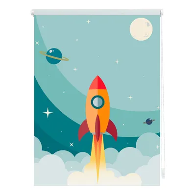 Produktbild von Lichtblick Rollo Klemmfix, ohne Bohren, Verdunkelung, Rakete  - Blau 80 x 150 cm (B x L)