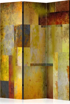 Obrázek produktu pro Oboustranný paraván Abstractions 135x172 cm 3-dílný žlutý