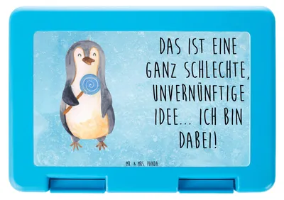 Produktbild von Mr. & Mrs. Panda Bento Box Pinguin Lolli - Eisblau - Geschenk, Vesperbox, Snackbox, Lunchbox, Süßigkeiten, Pinguine, Bentobox, Brotzeitbox, Brot Aufbewahrungsbox, Spruch