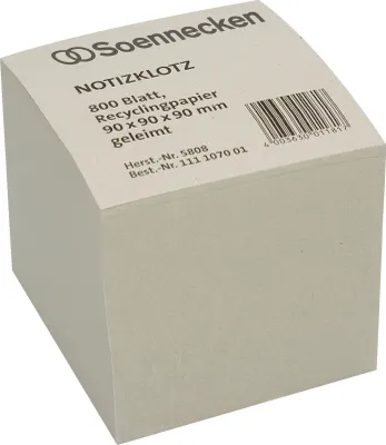 Produktbild von Zettelklotz 5808 9x9x9cm Recycling 800 Blatt Packung mit 24 Stück