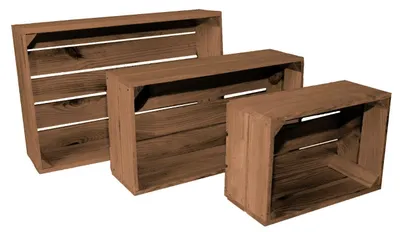 Produktbild von Lermowood Set aus 3 Holzkisten Nr. 3 Eiche, Naturholz, Wandregale, Aufbewahrung, 7 Farben, Vintage