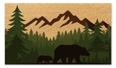 Zdjęcie produktu dla Mata podłogowa z motywem niedźwiedzia, prostokątna, 43x76 cm, antypoślizgowa, idealna do stosowania wewnątrz i na zewnątrz, np. w przedpokoju, na werandzie