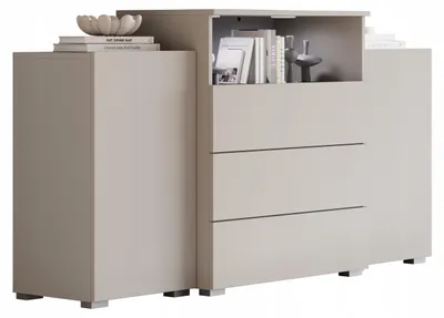 Zdjęcie produktu dla Komoda 150 cm do salonu z szufladami szafkami bocznymi Kaszmir mat