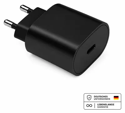 Produktbild von Schnellladegerät Netzteil USB-C Universal 25W mit Ladekabel – Für iPhone, Samsung , etc. – Schwarz / Ohne Kabel
